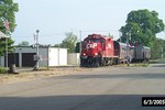 The CP Rail Geometry Train heads east back to Bureau as it works Sub 2.  Chillicothe, IL.  3-Jun-2005.