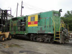 Engineer's side of IAIS 303 after cab side repaint. Council Bluffs, IA, 6/12/2002
