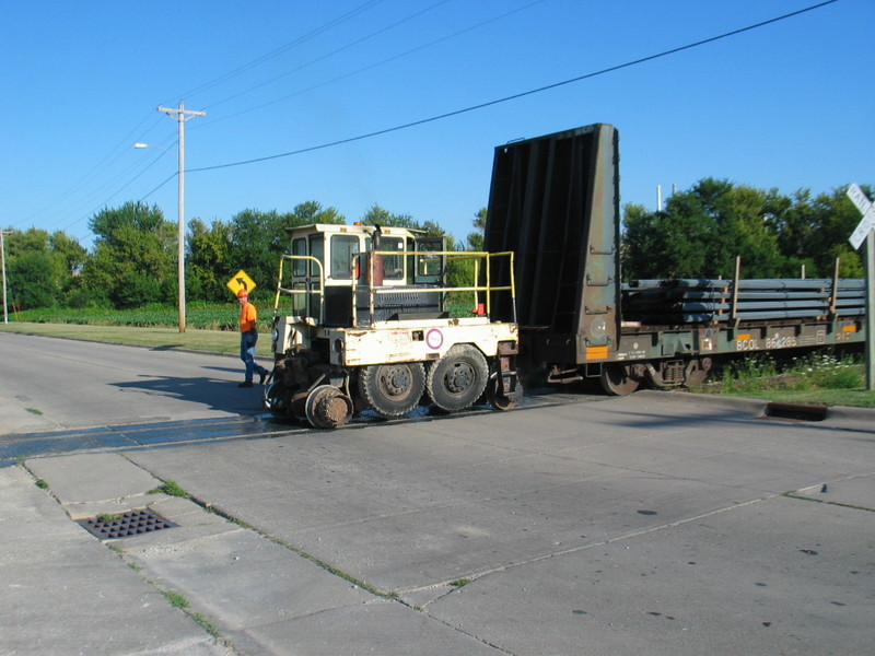 Ambassador's trackmobile is pulling cars in to be unloaded, July 10, 2012.