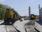 Prototype view of engine facility looking south.  Turntable is visible to the left of the sand tower.