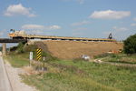 On our way home from visiting Mrs. Brown's folks in Omaha we took the scenic route through Oakland, Hancock and Atlantic. I was surprised to see the slot train here at Hancock; I'm not sure if they're widening the fill for a specific project or just fortifying RI's previous, sometimes questionable work in the Cutoff.