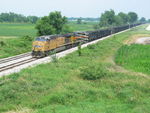 NS coal train approaches the Wilton overpass, July 10, 2011.