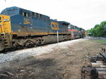 Interesting power on the combined EB/BN detour is setting cars to the branch at Atlantic, July 11, 2011.