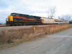 Hawkeye Express car is on the turn, en route to Peoria for the KJ's Christmas train, Dec. 5, 2011.