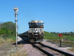 NS train is leaving the siding at Carbon Cliff.