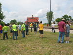 There was a nice crowd to see the engine arrive at West Liberty.  Trainboy Alex is front and center in yellow and black, with his family to the right.