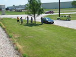 Photo line at the Y40 crossing east of Walcott; there's Trainboy Alex on the left, and Frank's car in the back.