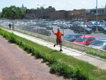 With interesting power on both ends of our train, Erik is going for a twofer on the street running in Davenport.