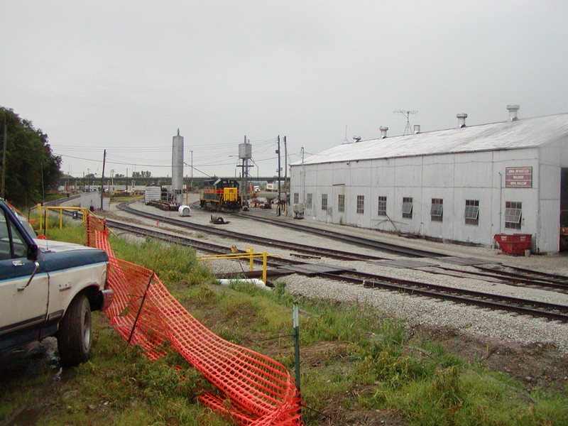 Looking south at the enginehouse and sand towers, 6/10/2005.