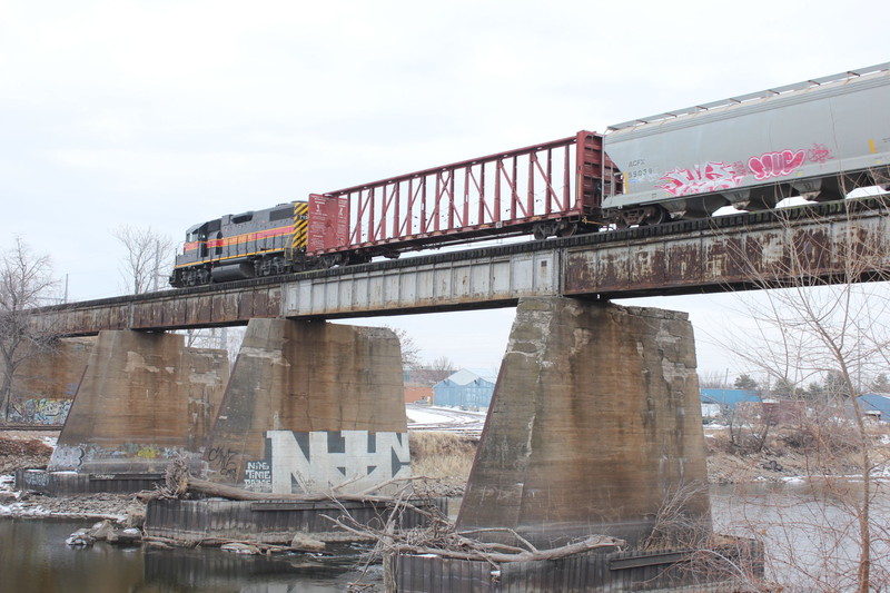 Wilton Local is crossing the Iowa River in Iowa City, Jan. 20, 2014.