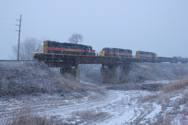 Crossing the old Milwaukee at Yocum; weather getting icky!