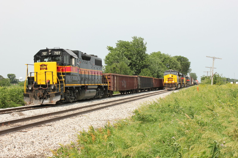 The Local crew is now on the WB, passing their previous train at N. Star.  The Local engine and cars are staged for later pickup.