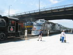 Nebraska Zephyr parked under the Centennial Bridge.