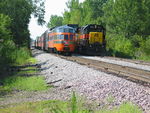 EB waits in the clear at Silvis siding.