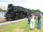 765 is backing past the depot at Bureau during the layover on the July 22 excursion.