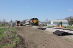 Past the track gang replacing the east crossing in Moscow.