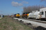 EB meets the weed spray train at the east end of N. Star.