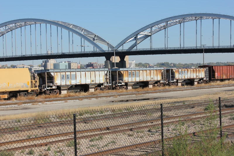 Some of the new and some old ballast cars at 17th St. yard in RI, Oct. 25, 2013.