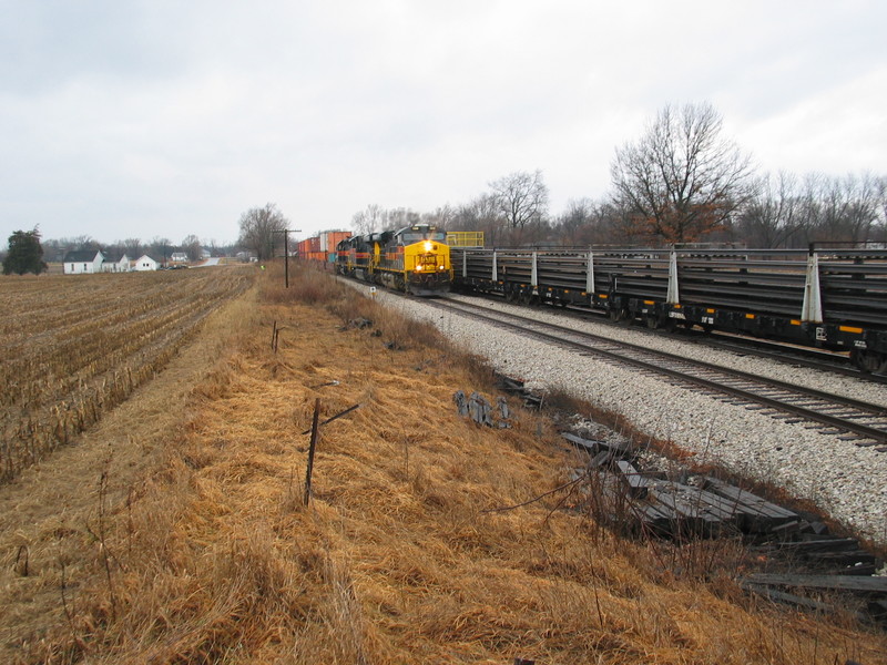 EB meets the rail train at the west end of N. Star siding, Jan. 29, 2013.