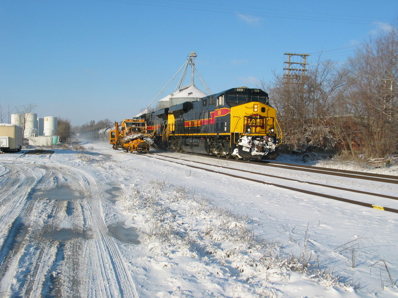EB passes the brush cutter tied up on the Wilton House track, Jan. 31, 2013,