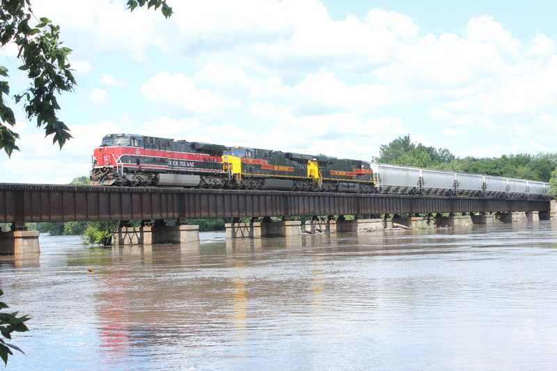 EB crosses a swollen Cedar River at Moscow, July 3, 2014.