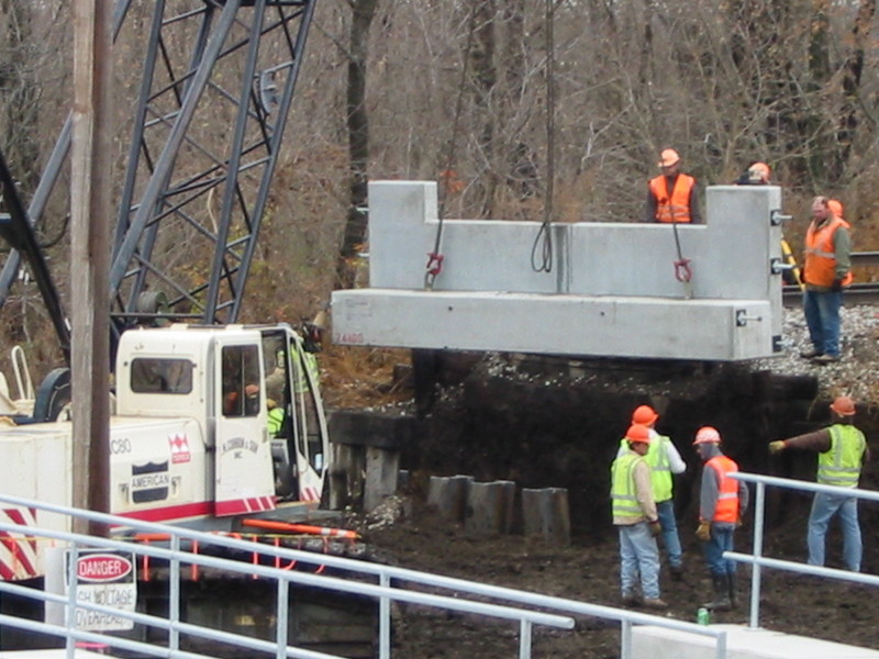 Lowering the new abutment.