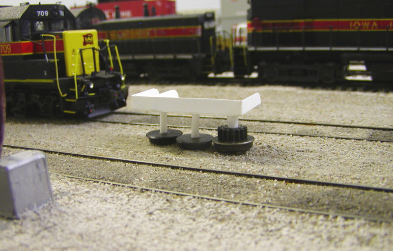 My model, built from Evergreen styrene and wheels and a gear from the scrapbox, awaiting paint.