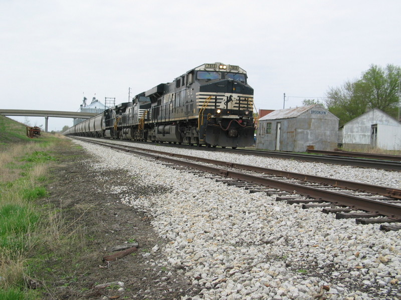 Eastbound NS grain train at Brooklyn, April 4, 2012.