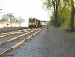 After a long wait in Iowa City to meet an extra WB, the NS train finally got a warrant out around 545pm.  I didn't stick around, but did go back up to get this shot while the crew copies a new warrant at N. Star after closing the East switch, left open after the prior meet between the Turn and extra WB.