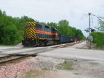 Wilton Local is pulling westward on N. Star siding with a mix of loads and mtys from Gerdau.