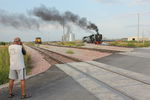 Tom Farence GTS's the steam train departing Newton.