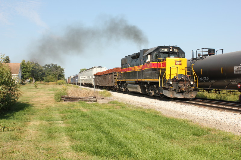 I was pleased to see the Wilton Local leaving SA as the steam train was arriving so got ahead of 'em for a shot at Homestead.  710 had her work cut out pulling the hill; you should've seen the smoke!