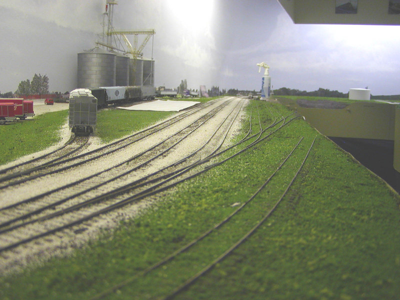 "Before" view showing Cass County Elevator on the left and the double-ended siding that served it.