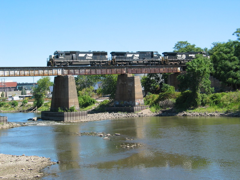 NS power on the Iowa River bridge.