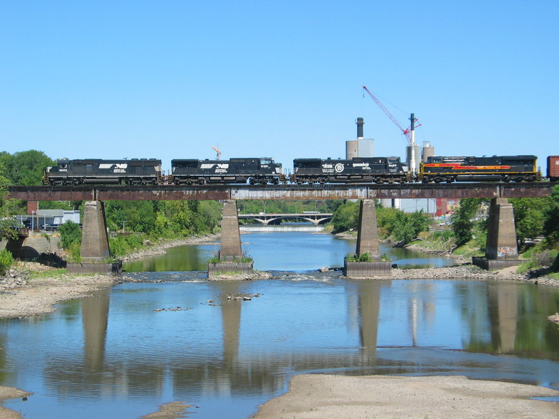 After swapping out IAIS power and meeting the turn, the WB/NS is departing Iowa City.