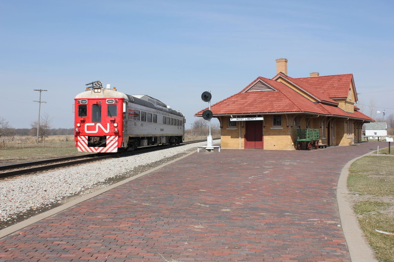 CN inspection car is at West Lib., April 7, 2014.