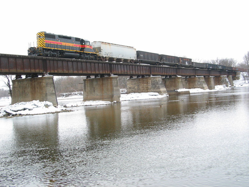 Wilton Local is crossing the Cedar River at Moscow, March 6, 2013.