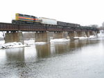 Wilton Local is crossing the Cedar River at Moscow, March 6, 2013.