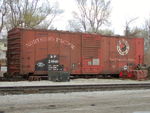 Prototype view of NP 24940 looking north.  This car is used as a storage shed for the Bluffs enginehouse.