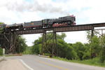 Leaving the Bluffs eastward over the high bridge.