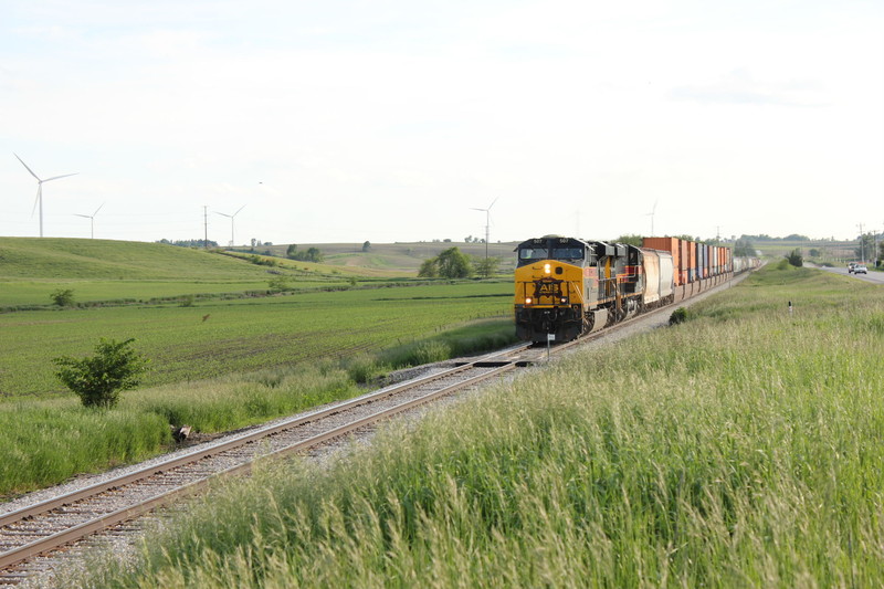 Friday's east train along the White Pole Road east of Anita.