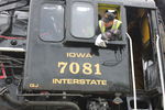 Engineer Dan Hetzel watches the fire while repairs are made to the trailing axle.