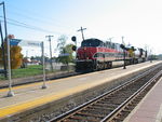 Badly backlit WB IAIS detour at the Amtrak platform in Galesburg.