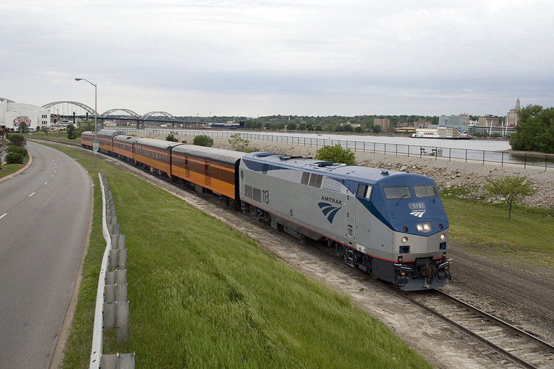 The Amtrak special approaches 24th St Rock Island, IL on 13-May-2007.