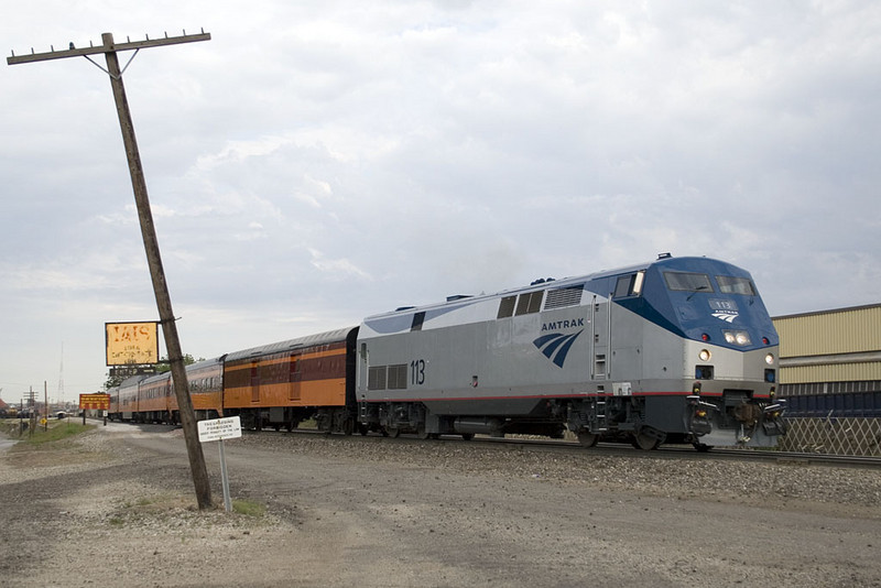 The Amtrak special stops at 44th St Rock Island, IL for a switch on 13-May-2007.