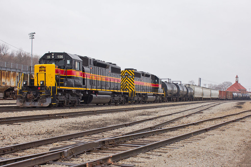 IAIS 156 & IAIS 157 off-lease @ Rock Island, IL waiting for BNSF to pick up.  April 2, 2015.