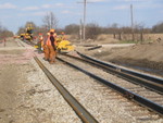 Steel gang working on the crossing at 205.5, April 9, 2007.