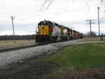 West train at mp206, east of Wilton, April 11, 2008.