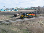 After setting their air dumps to the JM track, then shoving the string of gons back into the pocket, the crew brings the engine back down to grab their cars. I missed all the action while chasing the coal train west.