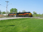 East train is pulling out of Silvis siding after meeting the special, April 20, 2010.